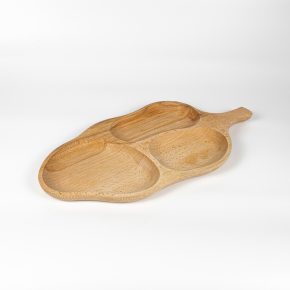 Háromosztású, level alakú fatál