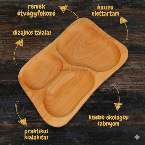 Háromosztású fatál